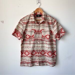 RRL Double RL Seersucker Camp Loop Collar Shirt Sz M Southwestern Trade Blanket